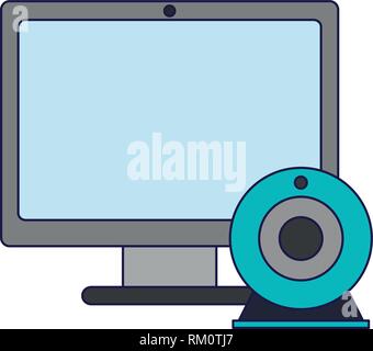 Écran de l'ordinateur et symbole webcam Illustration de Vecteur
