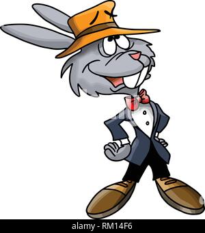 Porter un costume de lapin de dessin animé et un chapeau va parti jeu vector illustration Illustration de Vecteur