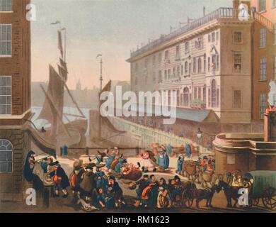 "Le marché aux poissons de Billingsgate', 1808, (1944). Créateurs : Thomas Rowlandson, Augustus Charles Pugin. Banque D'Images