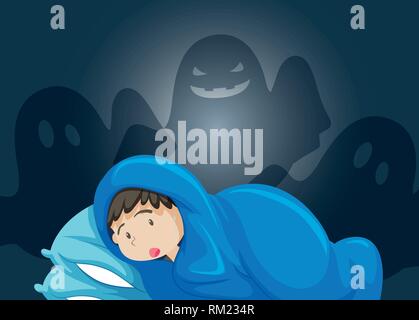 Un garçon d'effarouchement illustration ghost Illustration de Vecteur