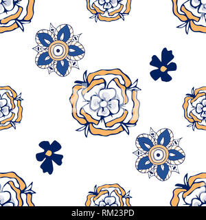 Motif fleurs d'or. style sur fond blanc. Collection de printemps pour la mode, textile Banque D'Images