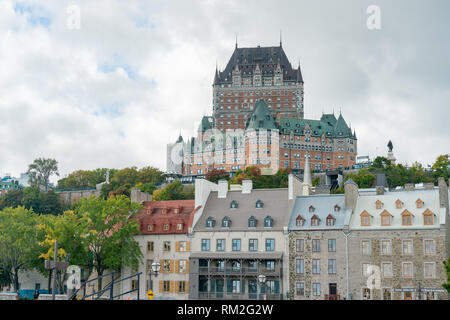 Vue extérieure de l'hôtel Fairmont Le Château Frontenac à Québec, Canada Banque D'Images