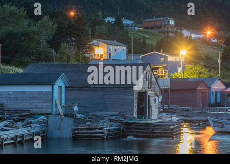 Étapes de la pêche dans la ville de Woody Point, sur Bonne Baie Banque D'Images