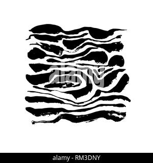 Peint brosse de vagues. Bandes noires et blanches grunge background. Illustration de Vecteur