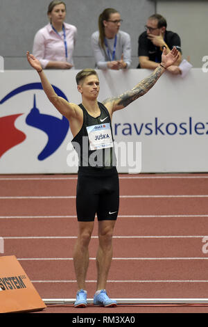 Ostrava, République tchèque. 12 Février, 2019. Le sauteur en longueur tchèque Radek Juska est perçu au cours de l'Intérieur tchèque, EAA Gala sportif intérieur réunion à Ostrava, en République tchèque, le 12 février 2019. Photo : CTK Jaroslav Ozana/Photo/Alamy Live News Banque D'Images