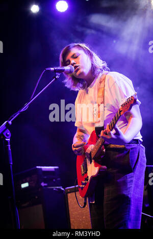 Milan, Italie. 12 Février, 2019. Le groupe de rock indépendant Anglais BLOXX effectue sur scène à l'ouverture de la Fabrique de montrer les wombats. Credit : Rodolfo Sassano/Alamy Live News Banque D'Images