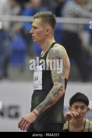 Ostrava, République tchèque. 12 Février, 2019. Le sauteur en longueur tchèque Radek Juska est perçu au cours de l'Intérieur tchèque, EAA Gala sportif intérieur réunion à Ostrava, en République tchèque, le 12 février 2019. Photo : CTK Jaroslav Ozana/Photo/Alamy Live News Banque D'Images