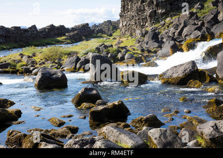 Öxará, Öxara, Fluß, Bach, Pingvellir, Þingvellir Þingvellir Þingvellir,,, Pingvellir-Nationalpark-Nationalpark. Öxará dans Parc national de Þingvellir, Ic Banque D'Images