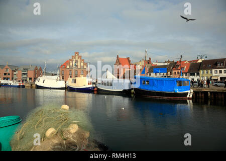 Ancien port de pêche, la ville hanséatique de Wismar, Mecklembourg Poméranie occidentale, l'Allemagne, de l'Europe Banque D'Images