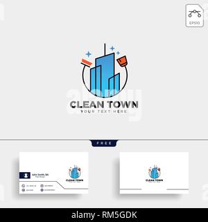Service de nettoyage de la ville, ville modèle logo icône illustration vectorielle élément isolé - vector Illustration de Vecteur