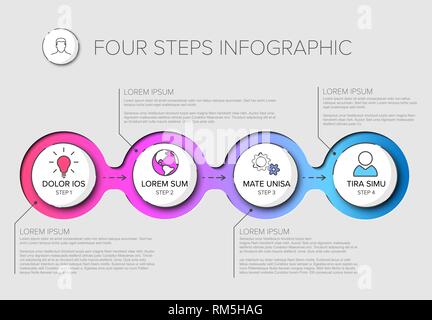 Vector multipurpose Infographie modèle avec quatre éléments modernes et d'options de couleurs sur un fond clair Illustration de Vecteur