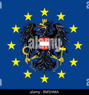 Autriche armoiries sur le drapeau de l'Union européenne, vector illustration Illustration de Vecteur