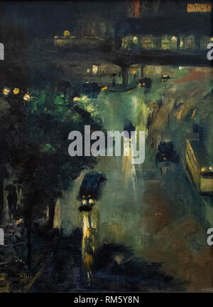 Lesser Ury (1861-1931), Nollendorfplatz par nuit, 1925. Bei Nacht Nollendorfplatz. L'Alte Nationalgalerie, Berlin, Allemagne. Banque D'Images