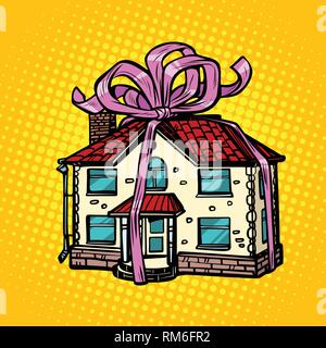 Cadeaux maison, de l'immobilier. dans la bande de fête Illustration de Vecteur