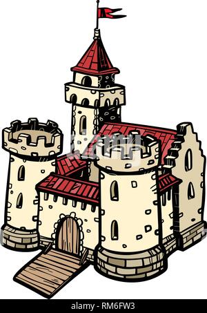 Château médiéval, le royaume des fées. isoler sur fond blanc Illustration de Vecteur
