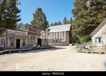 Rue principale de grenat, une ville fantôme de l'extraction de l'or dans le Montana Banque D'Images