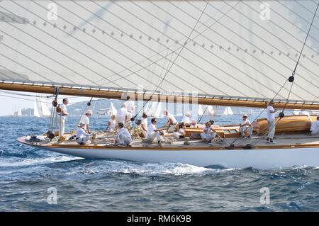 Le 19 Mètres Yacht à Mariquita conçu par William Fife III à la course de Voiles de Saint Tropez Banque D'Images