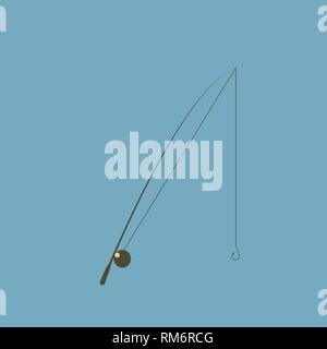 Canne à pêche isolé sur fond blanc. Illustration de Vecteur