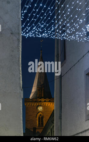 St John's kirk spire au crépuscule à Perth, Ecosse, Royaume-Uni Banque D'Images