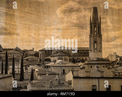 La basilique de San Feliu de Gérone, Espagne Banque D'Images