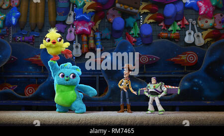 Toy Story 4 est une animation par ordinateur 3D comédie film produit par Pixar Animation Studios de Walt Disney Pictures. Cette photographie est fourni pour un usage éditorial uniquement et est l'auteur du film company et/ou de l'espace attribué par le photographe ou film société de production. Banque D'Images