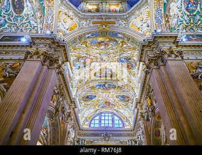 Détail du plafond de la nef de la Basilique de Santa Maria Maggiore. La Piazza del Duomo, Citta Alta, Citta Alta, Bergame, Lombardie, Italie. Banque D'Images