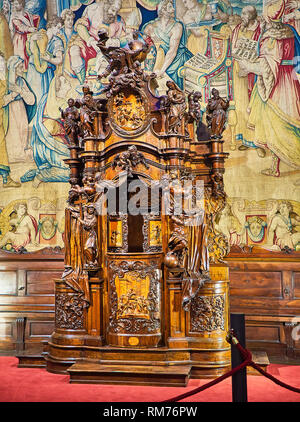 Confessionnal de Andrea Fantoni dans la basilique Santa Maria Maggiore. La Piazza del Duomo, Citta Alta, Bergame, Lombardie, Italie. Banque D'Images