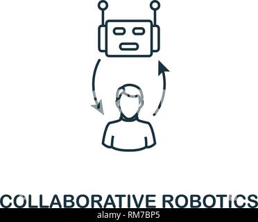 L'icône Contour coopérative. Fine ligne industrie 4.0 icônes de style collection. L'assurance-chômage et de ux. Parfait pixel pour l'icône de la robotique collaborative site web desig Illustration de Vecteur