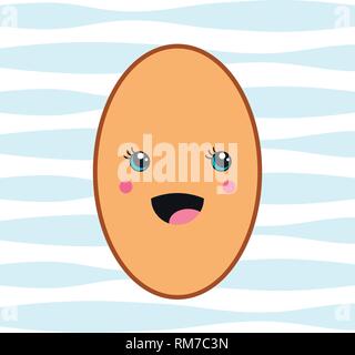 Happy girl cartoon cute kawaii oeufs dans le style. Illustration de Vecteur