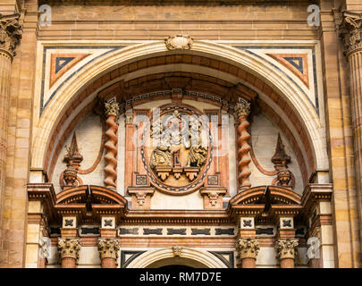 Grand style Baroque orné porte ouest, façade de Cathédrale Basilique, Malaga, Andalousie, Espagne Banque D'Images