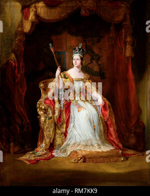 Queen Victoria du Royaume-Uni en robes de Coronation. Portrait de couronnement peint par George Hayter, vers 1838-1840 Banque D'Images