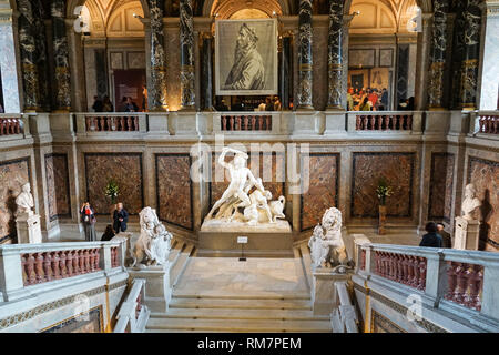 Escalier principal du Kunsthistorisches Museum, Musée d'histoire de l'Art à Vienne, Autriche Banque D'Images