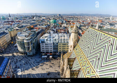 Vue panoramique de Vienne de la cathédrale St Stephen, Autriche Banque D'Images