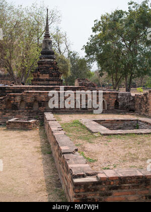 Ruines du temple d'Ayutthaya, Wat Maha That Ayutthaya comme site du patrimoine mondial, la Thaïlande. Banque D'Images