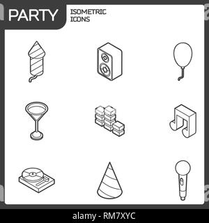 Les grandes lignes du parti icons set isométrique. Illustration vectorielle, EPS 10 Illustration de Vecteur