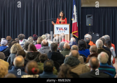 11 Février, 2019. Sénatrice de New York a Tulsi Gabbard sa campagne présidentielle à Fairfield, Iowa, le lundi. Banque D'Images