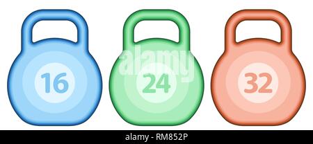 Illustration de l'ensemble des poids kettlebell abstrait Illustration de Vecteur