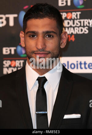 Londres, Royaume-Uni, 8 mai 2014 Sport Industry Awards 2014 BT, Battersea Evolution, Battersea Park, Londres - La photo montre des arrivées : Amir Khan Banque D'Images
