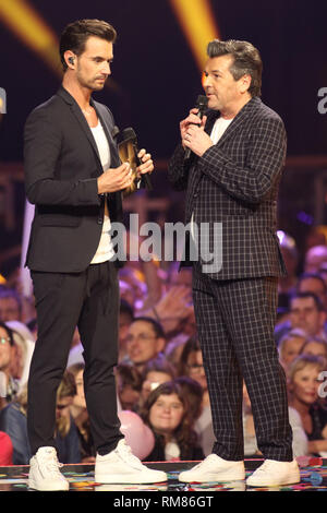 ARD Live TV show 'Schlagerchampions - Das grosse Fest der besten' à Berlin Velodrom comprend : Florian Silbereisen, Thomas Anders Où : Berlin, Allemagne Quand : 12 Janvier 2019 : Crédit/WENN.com Becher Banque D'Images