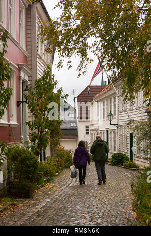 Lille Markeveien, une vieille rue du quartier Nordnes, Bergen, Hordaland, Norvège Banque D'Images