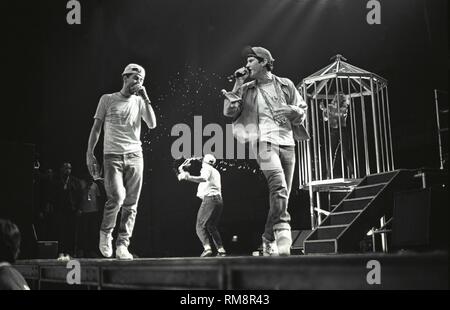 Les Beastie Boys sont présentés sur scène pendant un concert en direct de l'apparence. Banque D'Images