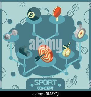 Couleur sport concept isométrique d'icônes. Illustration vectorielle, EPS 10 Illustration de Vecteur