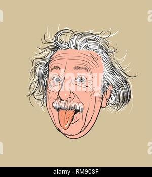 Albert Einstein le portrait dans l'art de l'illustration. Il était un physicien théoricien américain d'origine allemande qui a développé la théorie de la relativité. Illustration de Vecteur