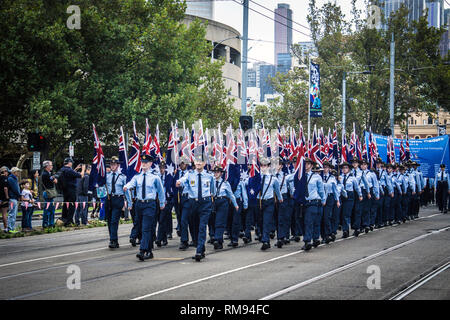 La Journée de l'ANZAC parade de 2018 à St Kilda Road, Melbourne, Victoria, Australie. Banque D'Images