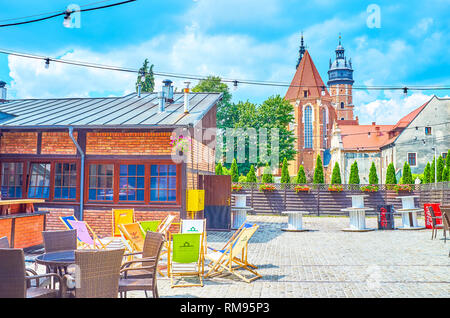 Cracovie, Pologne - 21 juin 2018 : Le complexe de l'événement moderne Stara Zajezdnia situé dans le cœur historique de quartier juif de Kazimierz, le 21 juin Banque D'Images