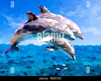 Art polygone Dolphin Illustration de Vecteur