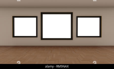 Les trames sur le mur de la galerie, 3D illustration Banque D'Images