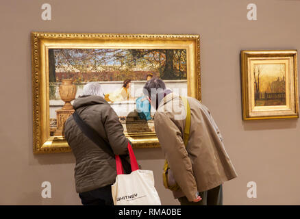 London,UK,14Février 2019, Bonhams Photocall pour Laura Knight's Fine de Cirque 19e siècle a eu lieu à la Vente Bonhams New Bond Street. Sur l'écran : JOHN ATKINSON GRIMSHAW(British, 1836-1893) Il y a deux mille ans, estimé à 100 000 150 000 € - Les travaux ont été dans la même collection privée depuis plus de 50 ans.Credit : Keith Larby/Alamy Live News Banque D'Images