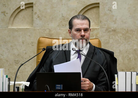 DF - Brasilia - 02/14/2019 - Procès sur la criminalisation de l'Homophobie - Dias Toffoli, président de l'ISF, ce jeudi 14 février, lors de la reprise de l'arrêt sur la criminalisation de l'Homophobie s'est tenue à la plénière de la STF. Photo : Mateus Bonomi / AGIF Banque D'Images