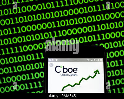 L'Ukraine. Feb 14, 2019. Cboe Global Markets logo de l'entreprise vu affichée sur un téléphone intelligent. Crédit : Igor Golovniov SOPA/Images/ZUMA/Alamy Fil Live News Banque D'Images